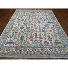 Load image into Gallery viewer, 8&#39;x10&#39; Gray Afghan Peshawar with Ancient Animal Figurines Soft, Velvety Plush Wool Hand Knotted Oriental Rug FWR419364