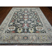 Load image into Gallery viewer, 9&#39;3&quot;x11&#39;9&quot; Rich Black Afghan Peshawar with Heriz Design Extra Soft Wool Hand Knotted Oriental Rug FWR419628