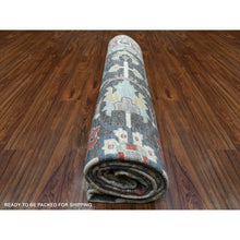Load image into Gallery viewer, 9&#39;3&quot;x11&#39;9&quot; Charcoal Black Afghan Peshawar with Heriz Design Extra Soft Wool Hand Knotted Oriental Rug FWR419628