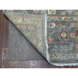 8'1"x9'5" Hand Knotted Gray Fine Peshawar with Karajeh Design Afghan Wool Oriental Rug FWR419880