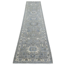 Load image into Gallery viewer, 2&#39;6&quot;x11&#39;6&quot; Gray Afghan Peshawar with All Over Heriz Design Extremely Durable Hand Knotted Oriental Runner Rug FWR419970
