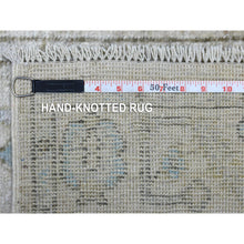 Load image into Gallery viewer, 2&#39;6&quot;x19&#39;9&quot; Hand Knotted Gray Angora Oushak Soft Afghan XL Runner with Serrated Leaf Border Organic Wool Oriental Rug FWR420252
