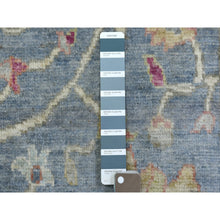 Load image into Gallery viewer, 2&#39;6&quot;x19&#39;2&quot; Deim Blue Hand Knotted Angora Oushak XL Runner with Large Leaf Design Soft Afghan Wool Oriental Rug FWR420312