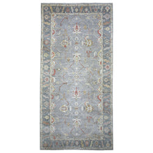 Load image into Gallery viewer, 8&#39;x16&#39; Gray Afghan Angora Ushak with Colorful Flowing and Open Design Hand Knotted Soft Wool Oriental Gallery Size Runner Rug FWR420426