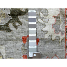 Load image into Gallery viewer, 2&#39;7&quot;x9&#39;8&quot; Hand Knotted Gray Afghan Angora Oushak with Bold Color Floral Pattern Pure Wool Oriental Rug FWR420648