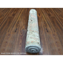 Load image into Gallery viewer, 2&#39;7&quot;x9&#39;8&quot; Hand Knotted Gray Afghan Angora Oushak with Bold Color Floral Pattern Pure Wool Oriental Rug FWR420648