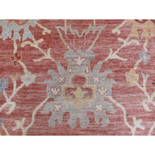 Load image into Gallery viewer, 11&#39;9&quot;x14&#39;8&quot; Coral Red Hand Knotted Afghan Angora Oushak with Beautiful Leaf Design Natural Wool Oriental Rug FWR420840
