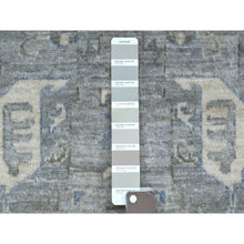 Load image into Gallery viewer, 2&#39;5&quot;x11&#39;7&quot; Hand Knotted Silver Gray Afghan Peshawar with Northwest Persian Design Soft and Pliable Wool Oriental Runner Rug FWR420948