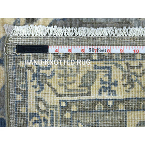 2'5"x11'7" Hand Knotted Silver Gray Afghan Peshawar with Northwest Persian Design Soft and Pliable Wool Oriental Runner Rug FWR420948