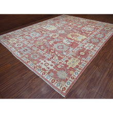 Load image into Gallery viewer, 11&#39;7&quot;x14&#39;6&quot; Coral Red, Angora Ushak with Colorful Motif, Soft and Pliable Wool, Hand Knotted, Oriental Oversized Rug FWR421164