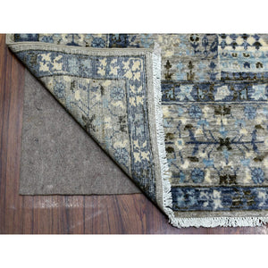 6'x9'5" Gray Afghan Peshawar with Mamluk Design Soft and Pliable Wool Hand Knotted Oriental Rug FWR421326