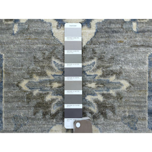 2'6"x11'6" Extra Soft Wool Hand Knotted Gray Afghan Peshawar with Geometric Design Oriental Runner Rug FWR421356