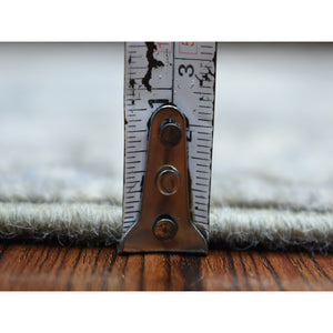 2'6"x11'6" Extra Soft Wool Hand Knotted Gray Afghan Peshawar with Geometric Design Oriental Runner Rug FWR421356