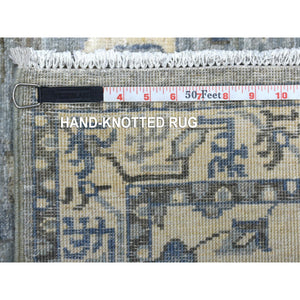 2'6"x11'6" Extra Soft Wool Hand Knotted Gray Afghan Peshawar with Geometric Design Oriental Runner Rug FWR421356