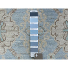 Load image into Gallery viewer, 2&#39;9&quot;x15&#39; Hand Knotted Denim Blue Washed Out Peshawar with Flower Medallion Design Pure Afghan Wool Oriental XL Runner Rug FWR421602