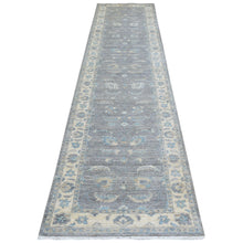 Load image into Gallery viewer, 2&#39;9&quot;x11&#39;7&quot; Gray Afghan Peshawar with Floral Motifs Soft Wool Hand Knotted Oriental Runner Rug FWR422238