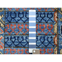 Load image into Gallery viewer, 4&#39;2&quot;x12&#39; Hand Knotted Extremely Durable Blue Afghan Ersari with Hutchlu Parda Design Soft Wool Oriental Wide Runner Rug FWR422346