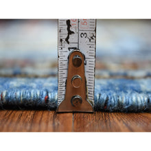 Load image into Gallery viewer, 4&#39;1&quot;x9&#39;9&quot; Extra Soft Wool Hand Knotted Blue Afghan Ersari with Hutchlu Parda Design Oriental Wide Runner Rug FWR422352