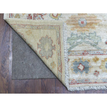 Load image into Gallery viewer, 3&#39;2&quot;x11&#39;6&quot; Pure Afghan Wool Ivory Angora Oushak with Pop of Color Hand Knotted Oriental Wide Runner Rug FWR422364