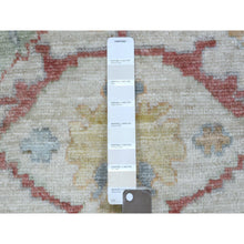 Load image into Gallery viewer, 3&#39;2&quot;x11&#39;6&quot; Pure Afghan Wool Ivory Angora Oushak with Pop of Color Hand Knotted Oriental Wide Runner Rug FWR422364