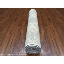 Load image into Gallery viewer, 3&#39;3&quot;x9&#39;8&quot; Hand Knotted White Wash Peshawar with All Over Flower Design Extra Soft Wool Oriental Runner Rug FWR422430
