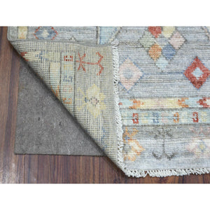3'x4'10" Gray Anatolian Village Inspired with Star Medallion Design, Natural Wool, Hand Knotted, Oriental Rug FWR422730