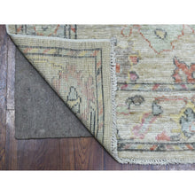 Load image into Gallery viewer, 2&#39;10&quot;x12&#39;3&quot; Beige, Hand Knotted Afghan Angora Oushak with Colorful Motifs, Shiny and Soft Wool, Runner Oriental Rug FWR422964
