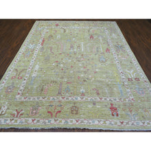Load image into Gallery viewer, 8&#39;x9&#39;9&quot; Lime Green, Afghan Angora Ushak with Cypress and Willow Tree Design, Natural Wool Hand Knotted, Oriental Rug FWR422982