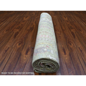 8'x9'9" Lime Green, Afghan Angora Ushak with Cypress and Willow Tree Design, Natural Wool Hand Knotted, Oriental Rug FWR422982