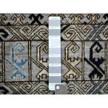 Load image into Gallery viewer, 4&#39;1&quot;x9&#39;7&quot; Light Gray, Turkeman Ersari with Prayer Design Natural Dyes, Densely Woven Pure Wool Hand Knotted, Wide Runner Oriental Rug FWR423822