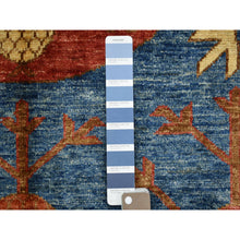 Load image into Gallery viewer, 5&#39;9&quot;x7&#39;10&quot; Denim Blue Hand Knotted Turkeman Ersari with Khotan Design Soft and Shiny Wool Oriental Rug FWR423888