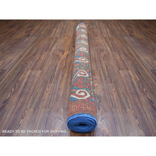 Load image into Gallery viewer, 5&#39;9&quot;x7&#39;10&quot; Denim Blue Hand Knotted Turkeman Ersari with Khotan Design Soft and Shiny Wool Oriental Rug FWR423888
