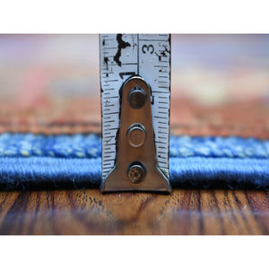 5'9"x7'10" Denim Blue Hand Knotted Turkeman Ersari with Khotan Design Soft and Shiny Wool Oriental Rug FWR423888