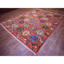 Load image into Gallery viewer, 8&#39;8&quot;x11&#39;7&quot; Coral Red Hand Knotted, Turkeman Ersari with Geometric Medallions Block Design, Natural Dyes Pure Wool Oriental Rug FWR424254
