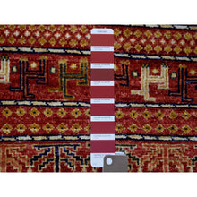 Load image into Gallery viewer, 2&#39;8&quot;x9&#39;4&quot; Tomato Red Afghan Ersari with Small Animal Figurines, Hand Knotted, Natural Dyes, Pure Wool Runner Oriental Rug FWR424446