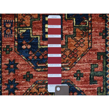 Load image into Gallery viewer, 2&#39;x3&#39; Coral Red, Hand Knotted, Natural Dyes, Turkeman Ersari with Elephant Feet Design Soft and Shiny Wool Oriental Rug FWR424542