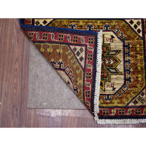 2'x3' Navy Blue, Turkeman Ersari with Tribal Medallion Design, Natural Dyes, Hand Knotted Pure Wool Oriental Rug FWR424572