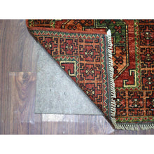Load image into Gallery viewer, 2&#39;x3&#39; Tomato Red, Natural Dyes, Hand Knotted, Afghan Ersari with Elephant Feet Design, Densely Woven 100% Wool Oriental Rug FWR424638