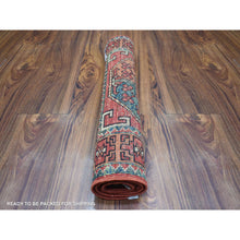Load image into Gallery viewer, 2&#39;x3&#39; Tomato Red, Natural Dyes, Hand Knotted, Afghan Ersari with Elephant Feet Design, Densely Woven 100% Wool Oriental Rug FWR424638