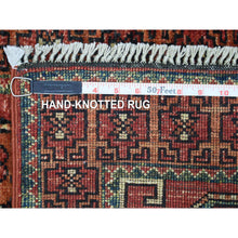 Load image into Gallery viewer, 2&#39;x3&#39; Tomato Red, Natural Dyes, Hand Knotted, Afghan Ersari with Elephant Feet Design, Densely Woven 100% Wool Oriental Rug FWR424638