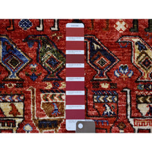 Load image into Gallery viewer, 3&#39;7&quot;x4&#39;9&quot; Tomato Red Afghan Ersari with Ancient Animal Figurines, Densely Woven, Natural Dyes, Hand Knotted, Pure Wool Oriental Rug FWR424680