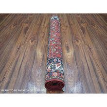 Load image into Gallery viewer, 3&#39;7&quot;x4&#39;9&quot; Tomato Red Afghan Ersari with Ancient Animal Figurines, Densely Woven, Natural Dyes, Hand Knotted, Pure Wool Oriental Rug FWR424680