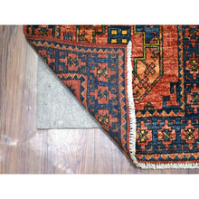 Load image into Gallery viewer, 2&#39;1&quot;x3&#39;5&quot; Coral Red, Hand Knotted, Afghan Ersari with Elephant Feet Design, Natural Dyes, Pure Wool Oriental Rug FWR424818