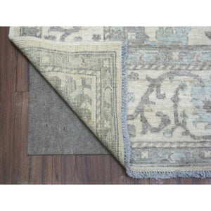 8'1"x10' Ivory, Afghan Angora Oushak with All Over Leaf Design, Hand Knotted, Pure Wool Oriental Rug FWR425160
