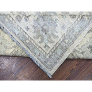 8'1"x10' Ivory, Afghan Angora Oushak with All Over Leaf Design, Hand Knotted, Pure Wool Oriental Rug FWR425160