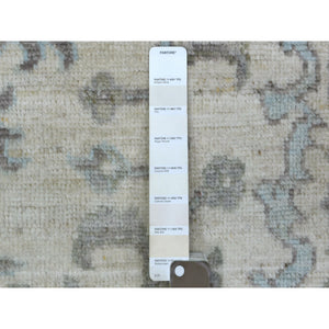8'1"x10' Ivory, Afghan Angora Oushak with All Over Leaf Design, Hand Knotted, Pure Wool Oriental Rug FWR425160