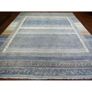 11'8"x14' Gray, Afghan Kashkuli Gabbeh with Soft Cool Tones, Hand Spun Wool, Fine Weave, Natural Dyes, Hand Knotted, Oversized, Oriental Rug FWR425238