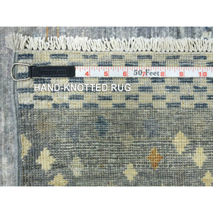 11'8"x14' Gray, Afghan Kashkuli Gabbeh with Soft Cool Tones, Hand Spun Wool, Fine Weave, Natural Dyes, Hand Knotted, Oversized, Oriental Rug FWR425238