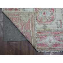 Load image into Gallery viewer, 2&#39;9&quot;x12&#39;3&quot; Ivory, Afghan Angora Oushak with Large Leaf Design, Organic Wool, Hand Knotted Runner Oriental Rug FWR425340
