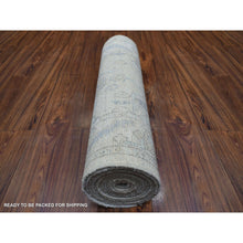 Load image into Gallery viewer, 2&#39;9&quot;x15&#39;1&quot; Gray Natural Wool, Afghan Angora Oushak with Floral Pattern, Hand Knotted Runner Oriental Rug FWR425352
